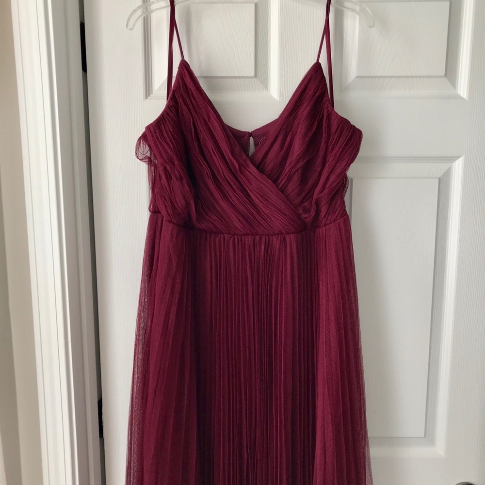 ASOS Cami Pleat Tulle Maxi Dress in Burgundy